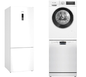 Siemens KG55NCWE0N Kombi No Frost Buzdolabı, Siemens IQ100 SN216W00DT 6 Programlı Bulaşık Makinesi, Siemens WG52A202TR 10 kg 120
