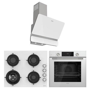 Uğur UAO 6041W3 BCY RSR1 Wok Gözlü Ankastre Ocak, Uğur UAF 6011D BCPET Fry Art Beyaz Ankastre Fırın Uğur UAD 6022D BA4D Beyaz Du