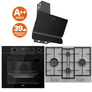 Ferre Siyah Set (D080-SA Siyah DAVLUMBAZ - ED071/WFA İnox Ocak- QEP64CS Fırın)