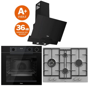 Ferre Siyah Set (D063-SA Siyah DAVLUMBAZ - ED071/WFA İnox Ocak- QEP63CS Fırın)