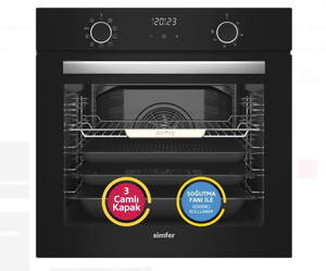  Simfer Airfry 8215 76 lt Siyah Ankastre Fırın, Simfer 3500 Siyah Cam Ankastre Ocak, Simfer 8738 60 cm Siyah Cam Duvar Tipi Davlu