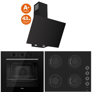 Ferre Siyah Set ( D077 Siyah DAVLUMBAZ-SCS205 Siyah Ocak- QBL62CS Fırın)