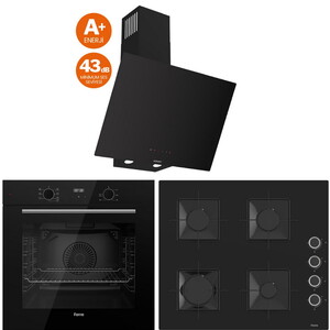 QBL63CS Siyah Ankastre Fırın, SS205 Ankastre Ocak, D077-SA SilentArt Tek Cam Davlumbaz